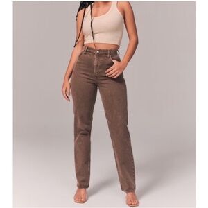 Abercrombie & Fitch The '90s Straight Ultra High Rise Jeans Olive Denim 28